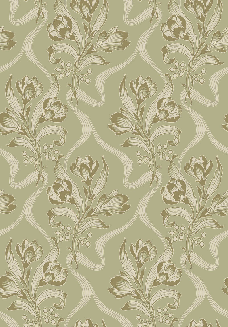 8071 Jugendbukett Light Green Anno II Wallpaper by Boråstapeter