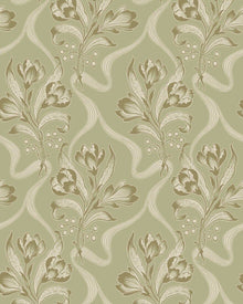 Jugendbukett Light Green Anno II Wallpaper by Boråstapeter