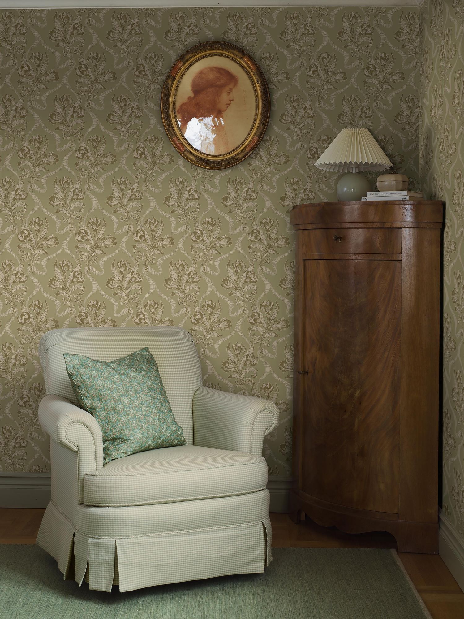 8071 Jugendbukett Light Green Anno II Wallpaper by Boråstapeter