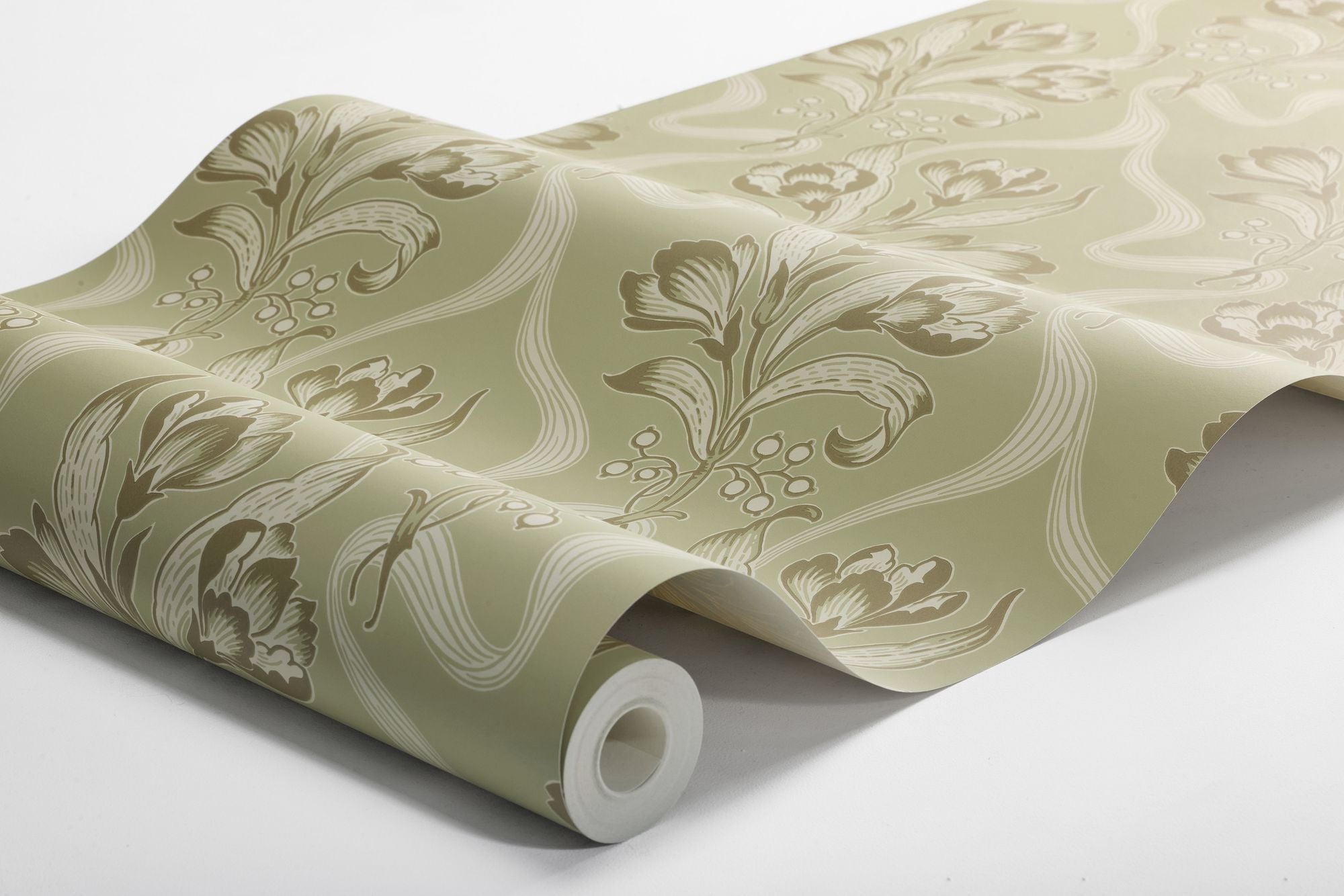 Jugendbukett Light Green Anno II Wallpaper by Boråstapeter