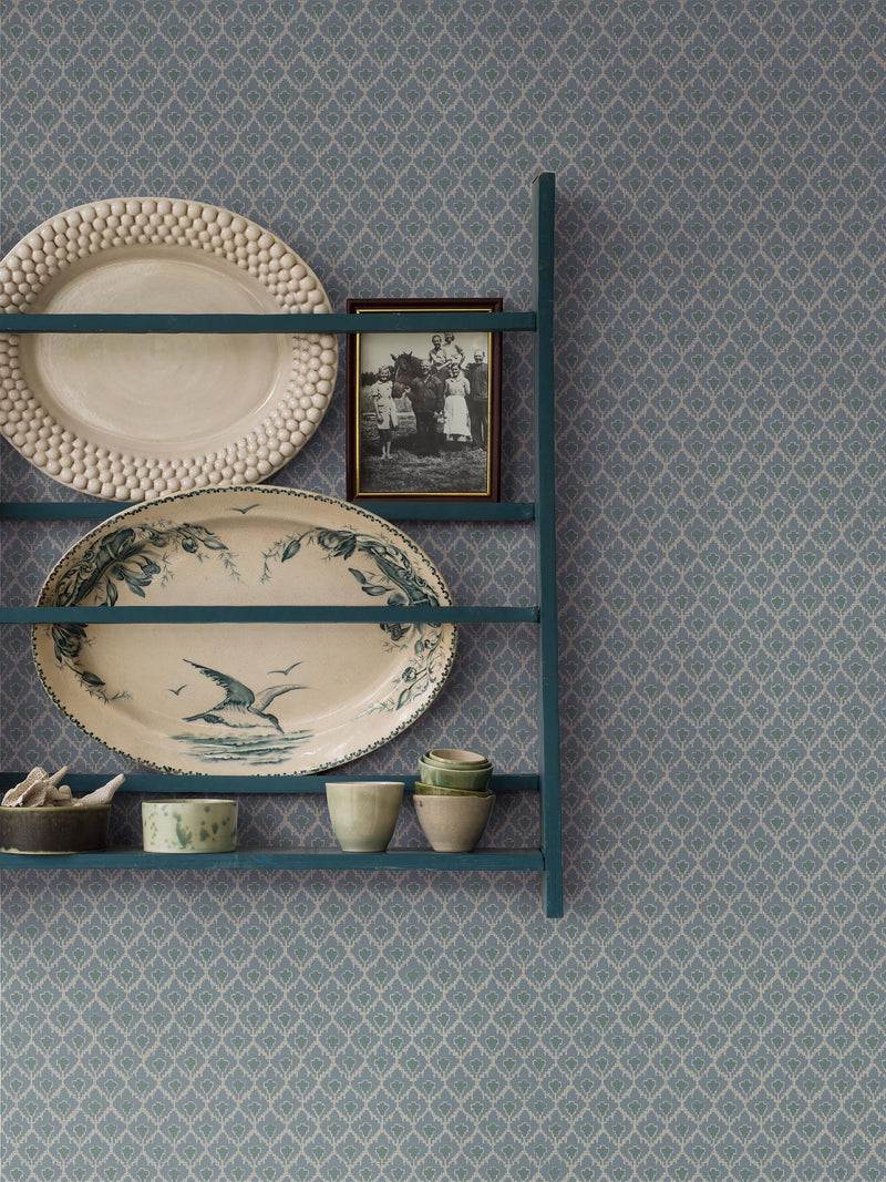 8076 Svea Dark Blue Anno II Wallpaper by Boråstapeter