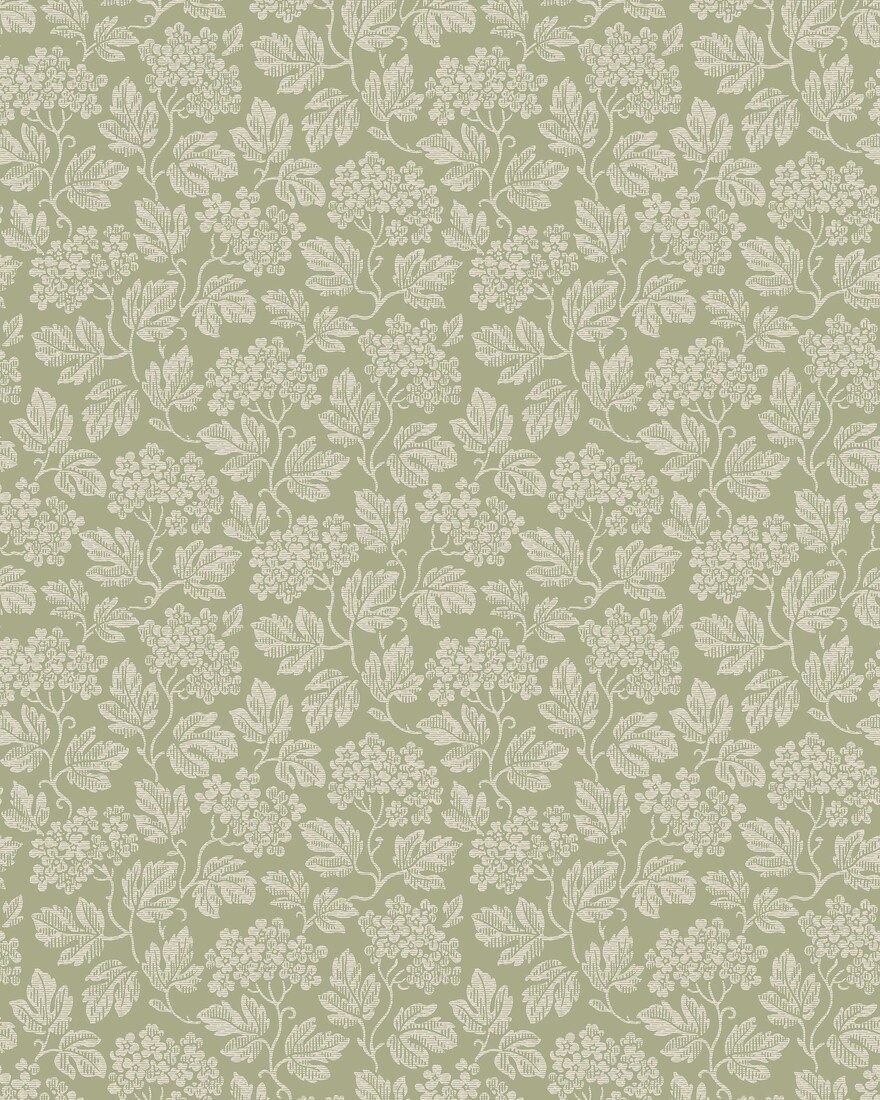 Hagtorn Light Green Anno II Wallpaper by Boråstapeter