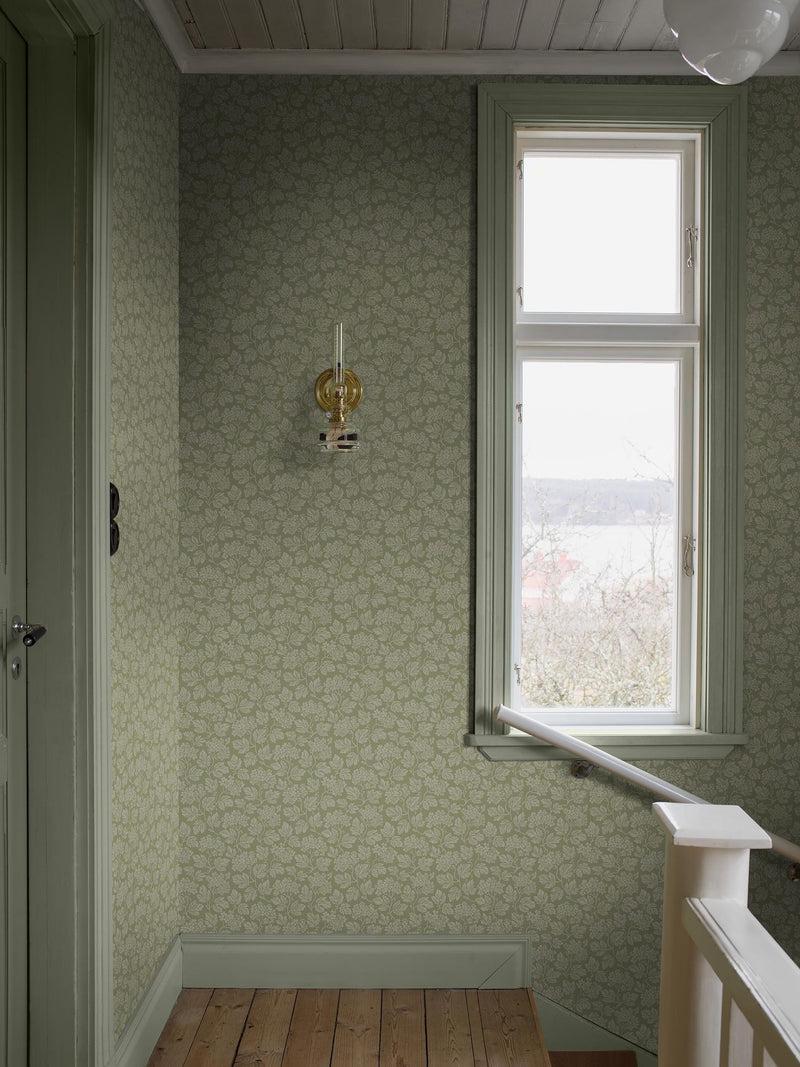 8083 Hagtorn Light Green Anno II Wallpaper by Boråstapeter