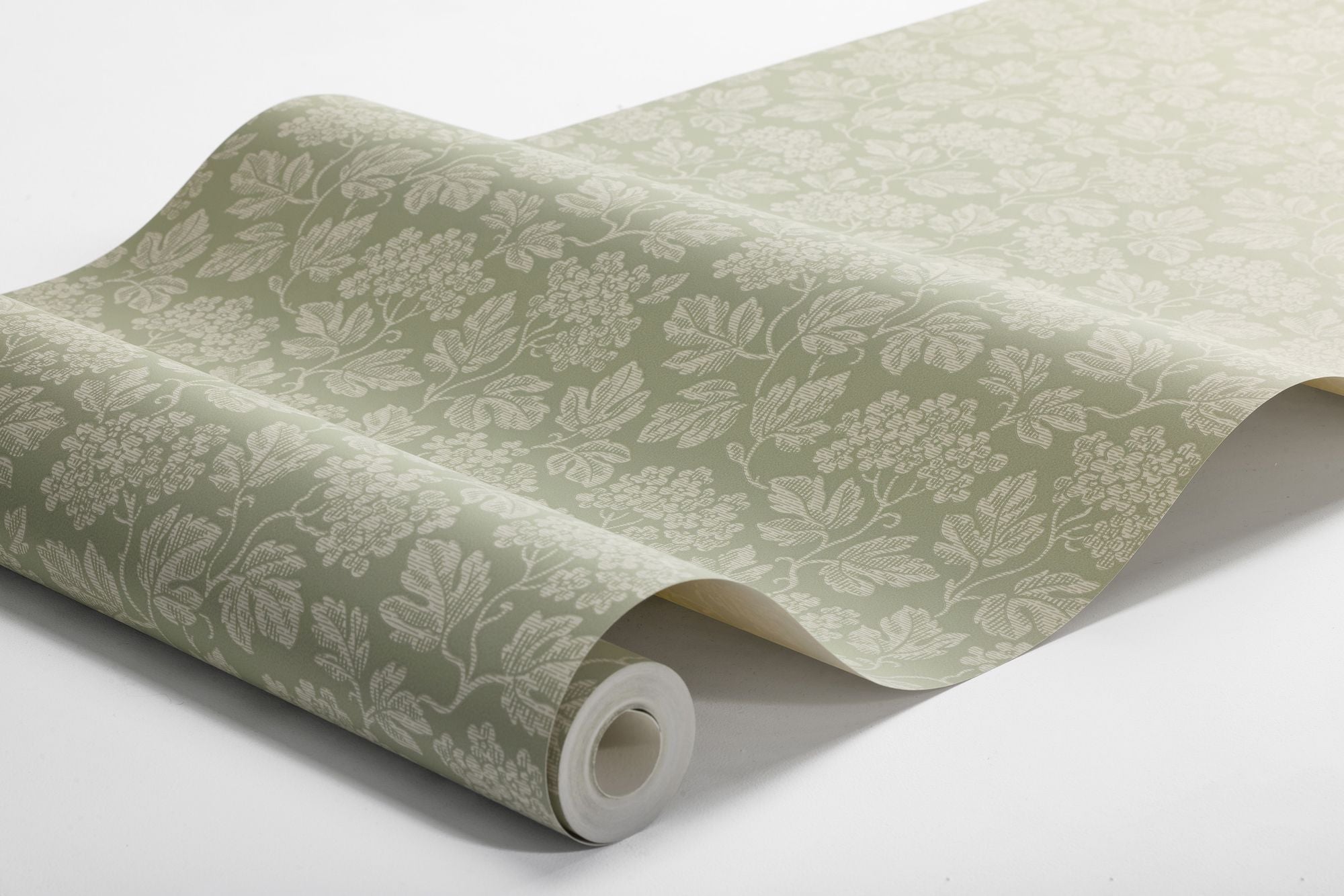 Hagtorn Light Green Anno II Wallpaper by Boråstapeter