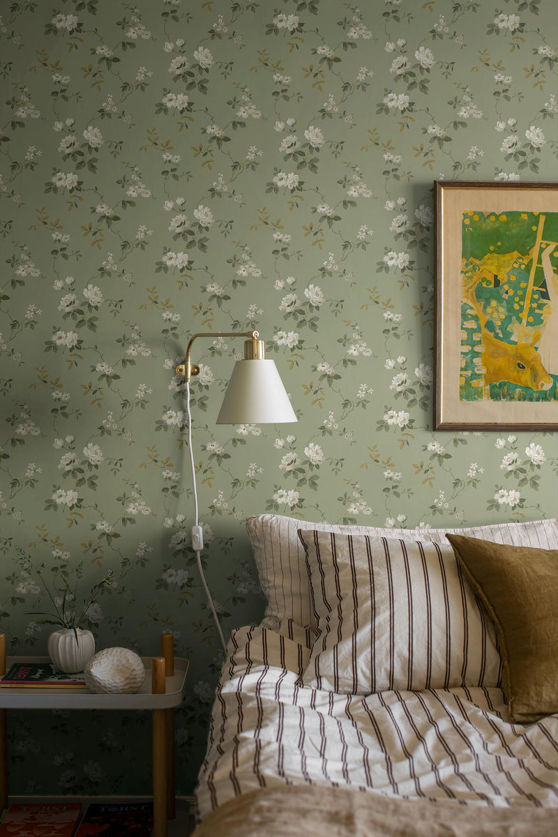 8086 Värmdö Light Green Anno II Wallpaper by Boråstapeter