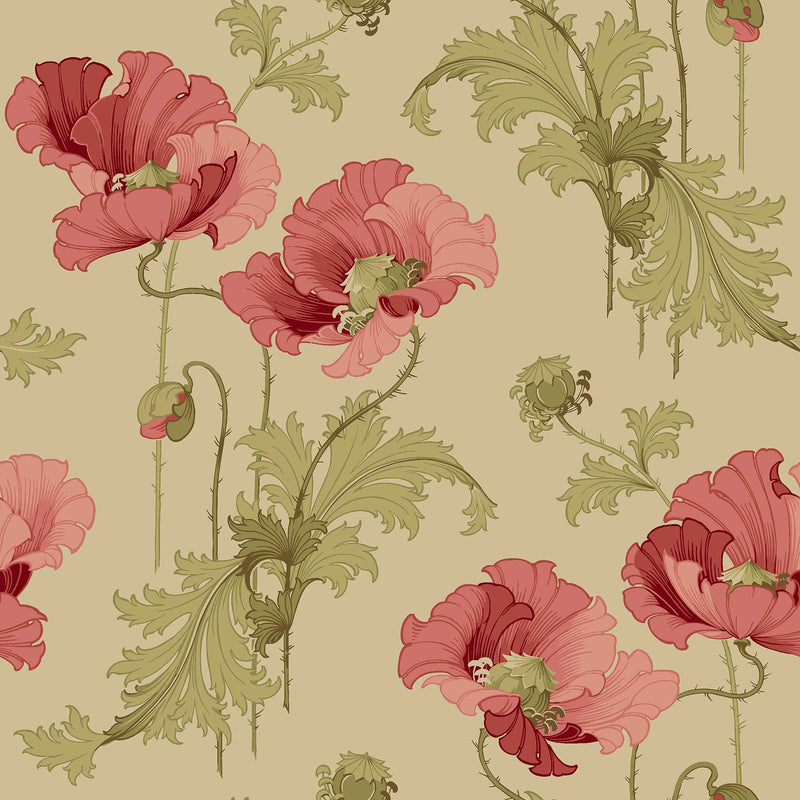 8090 Vallmo Red and Yellow Wallpaper by Boråstapeter
