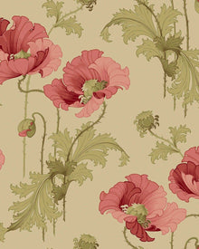 8090 Vallmo Red and Yellow Wallpaper by Boråstapeter