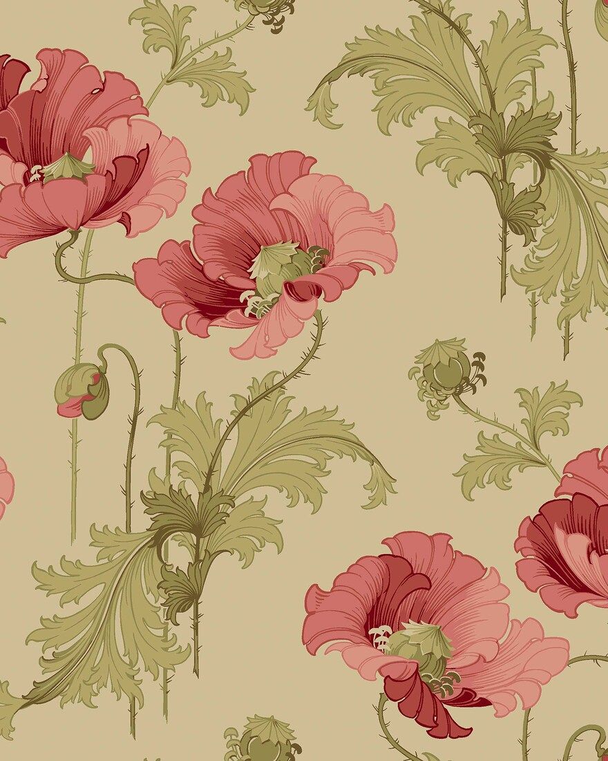 8090 Vallmo Red and Yellow Wallpaper by Boråstapeter