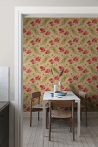 8090 Vallmo Red and Yellow Wallpaper by Boråstapeter