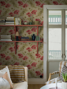 8090 Vallmo Red and Yellow Wallpaper by Boråstapeter