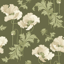 8091 Vallmo Green and White Wallpaper by Boråstapeter