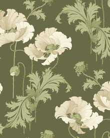 8091 Vallmo Green and White Wallpaper by Boråstapeter