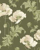 8091 Vallmo Dark Green and White Anno II Wallpaper by Boråstapeter