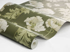 8091 Vallmo Green and White Wallpaper by Boråstapeter