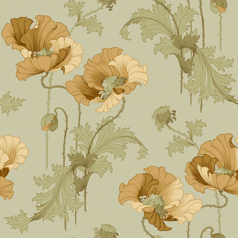 8092 Vallmo Yellow and Green Wallpaper by Boråstapeter