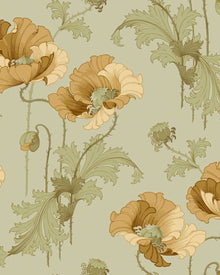 8092 Vallmo Yellow and Green Wallpaper by Boråstapeter
