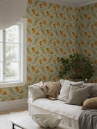 8092 Vallmo Yellow and Green Wallpaper by Boråstapeter