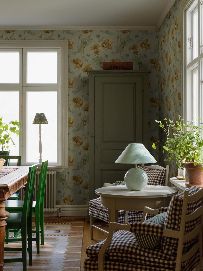 8092 Vallmo Light Yellow and Green Anno II Wallpaper by Boråstapeter