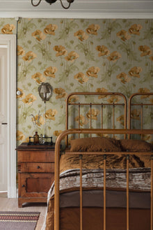 8092 Vallmo Yellow and Green Wallpaper by Boråstapeter