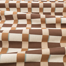 Lowen Chocolate Fabric by Romo draped