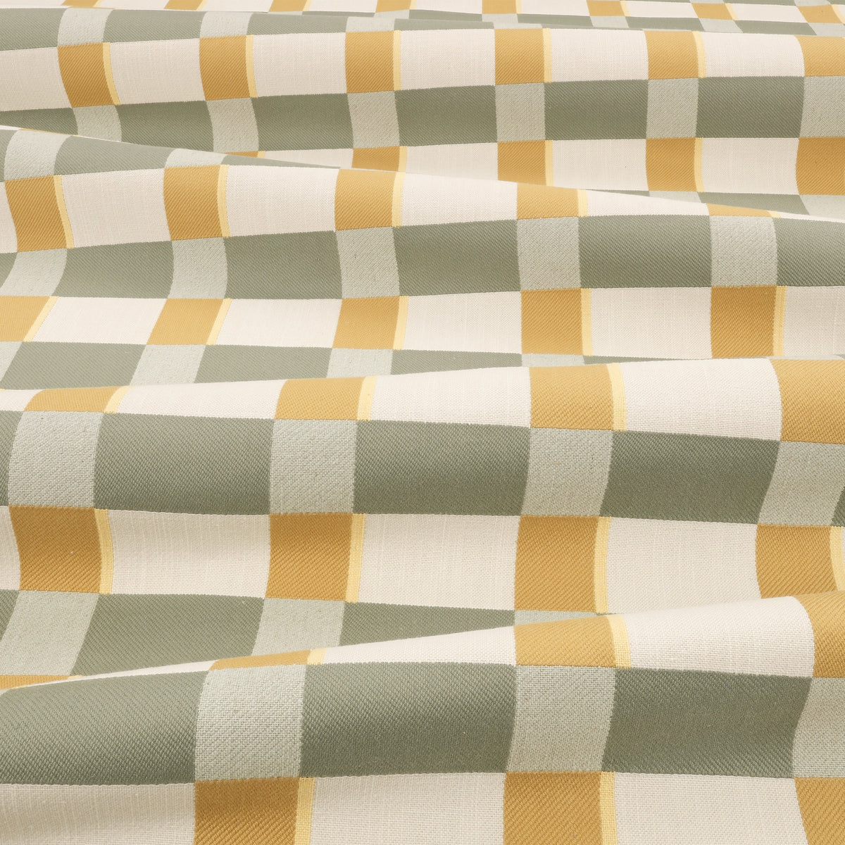Lowen Moonstone Fabric by Romo draped