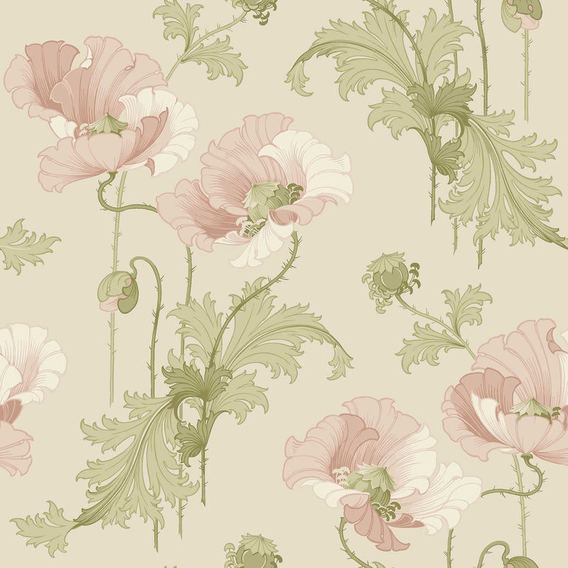 8093 Vallmo Light Pink and Beige Anno II Wallpaper by Boråstapeter