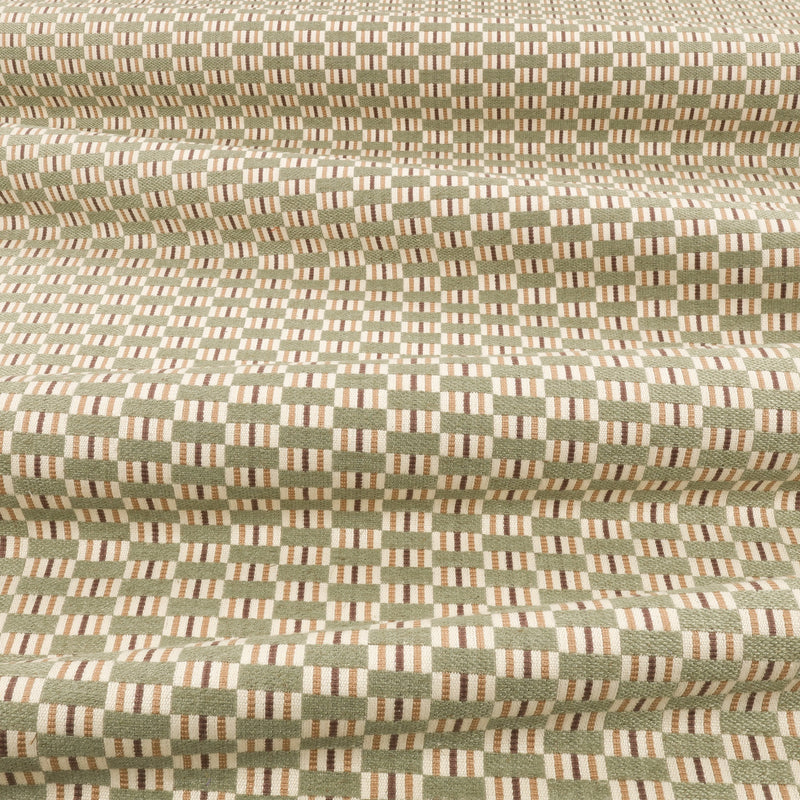 Bodin Lichen Lowen Fabric by Romo draped