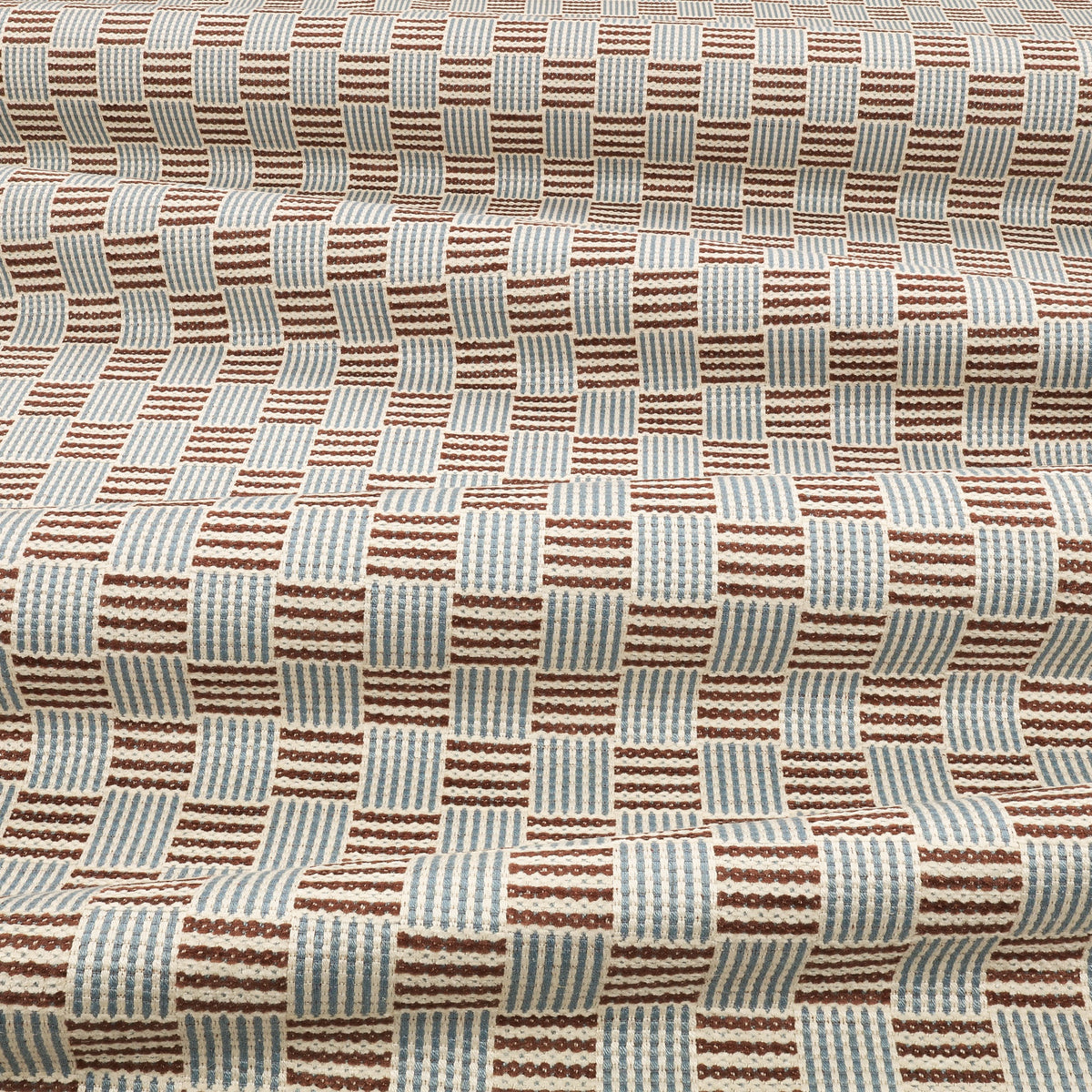 Coby Chocolate Lowen Fabric by Romo draped