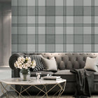 8101 Giorgio Check Gunmetal and Silver Wallpaper By Belgravia