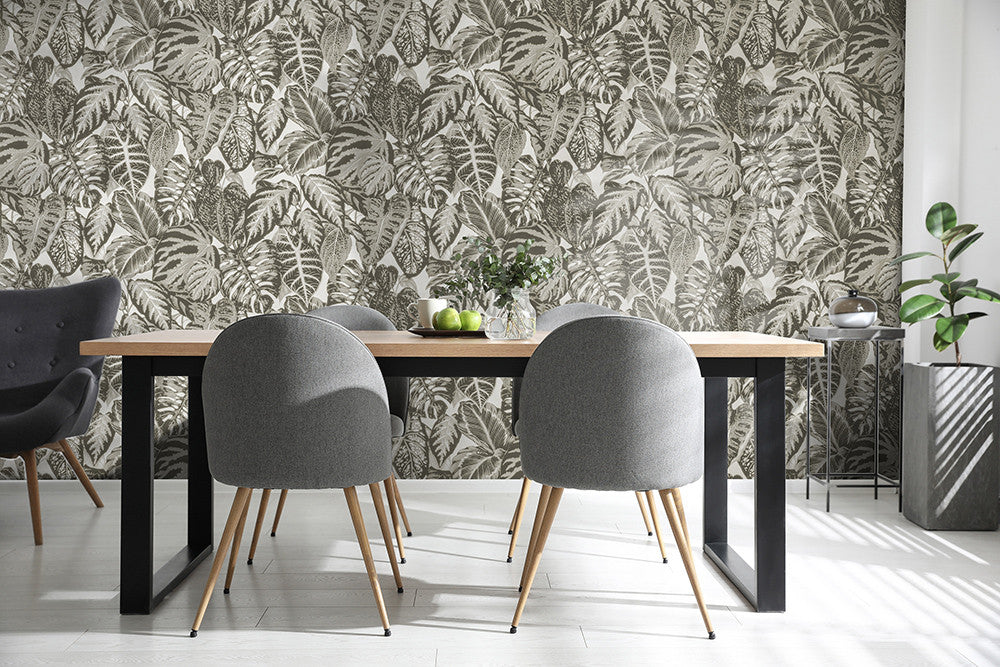 81263 Elephant Leaf Sage Grey Feel Wallpaper By Hohenberger