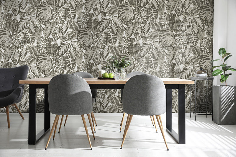 81263 Elephant Leaf Sage Grey Feel Wallpaper By Hohenberger