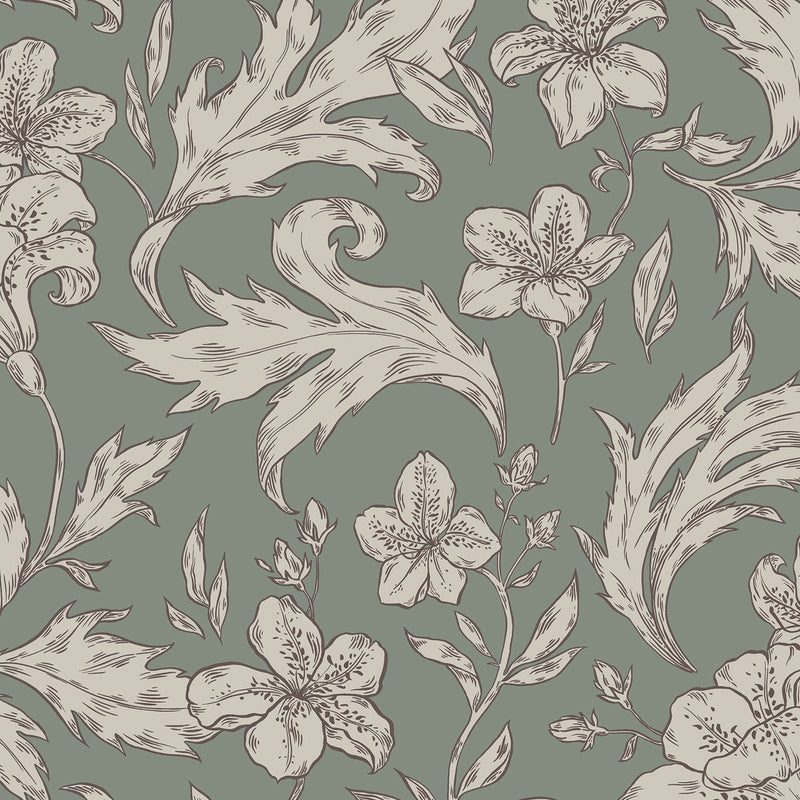 813-38 Karin Forest Green Ett Hem Wallpaper by Sandberg