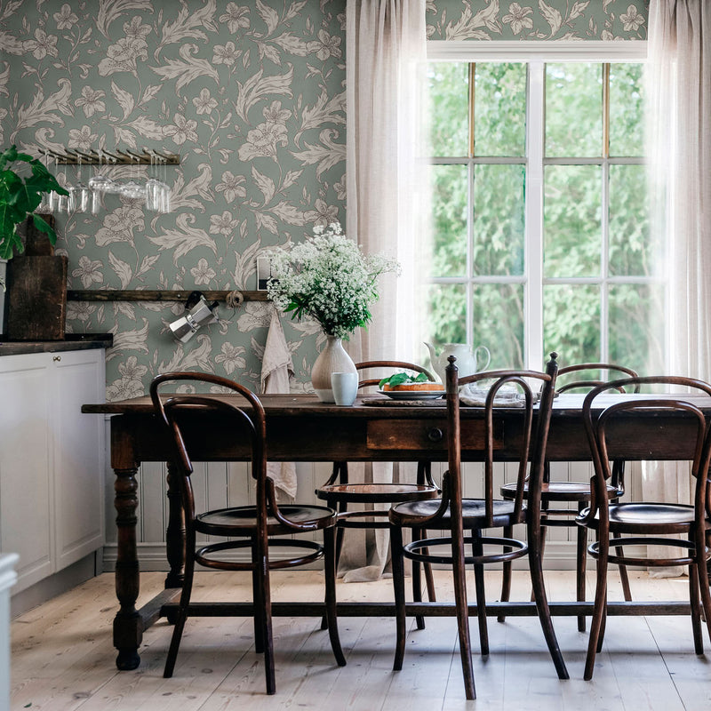 813-38 Karin Forest Green Ett Hem Wallpaper by Sandberg