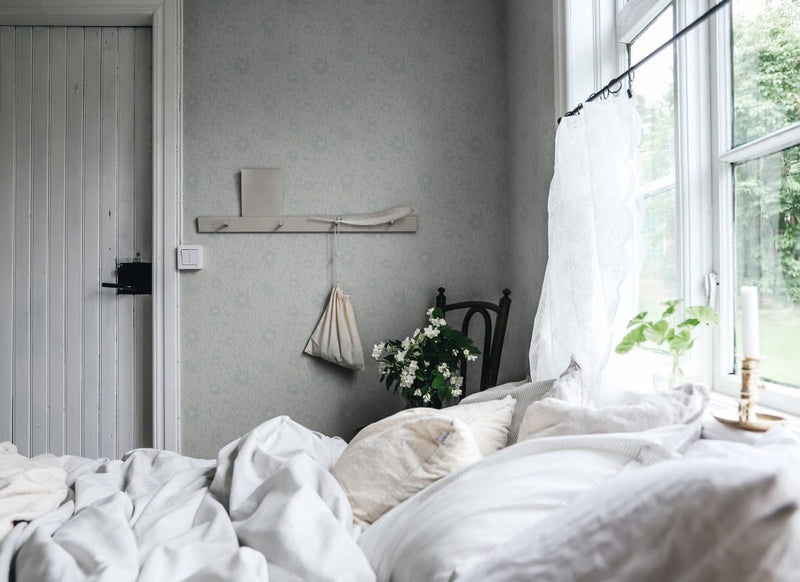814-56 Misty Blue Anton Trädgården Wallpaper by Sandberg
