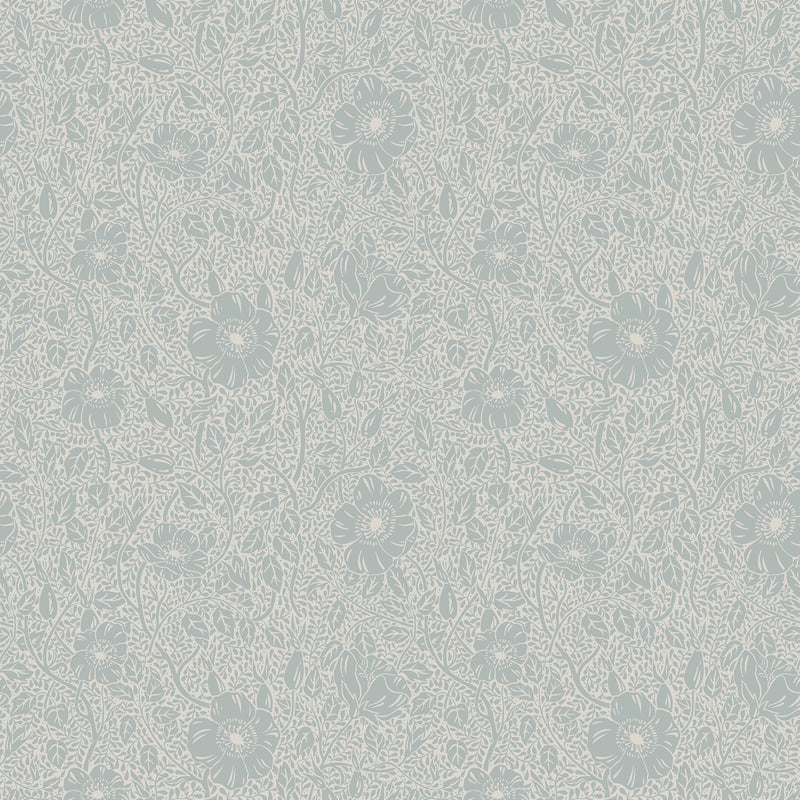 814-56 Misty Blue Anton Trädgården Wallpaper by Sandberg