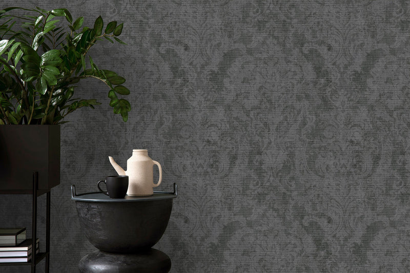81422 Fleur Black Cerra Wallpaper by Galerie - Room