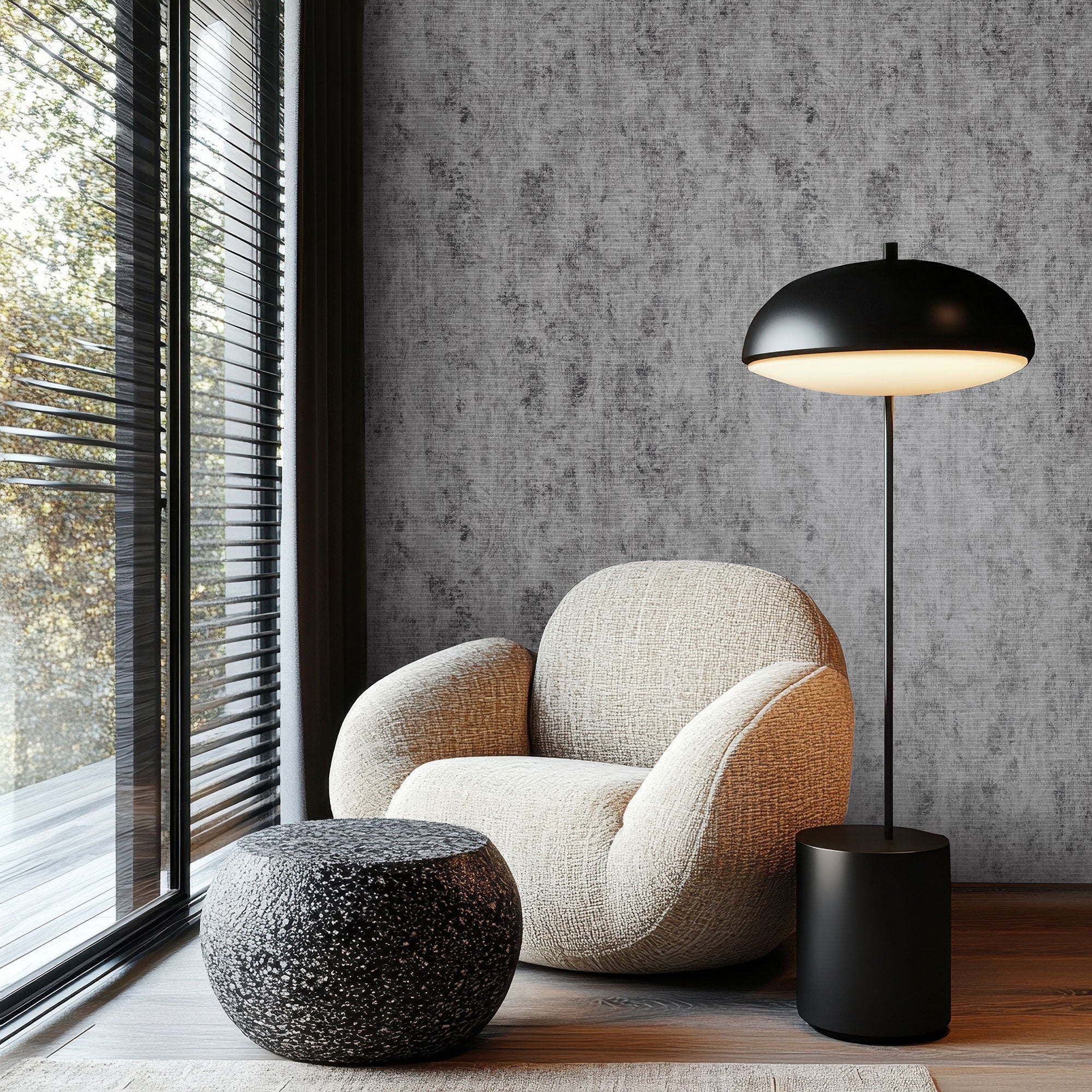 81425 Fleur Blue Grey Cerra Wallpaper by Galerie - Room