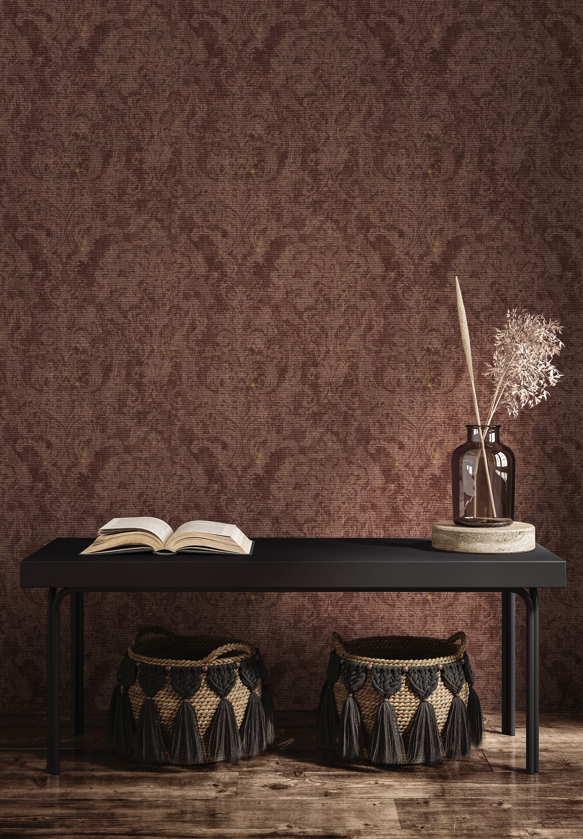 81429 Fleur Red Cerra Wallpaper by Galerie - Room