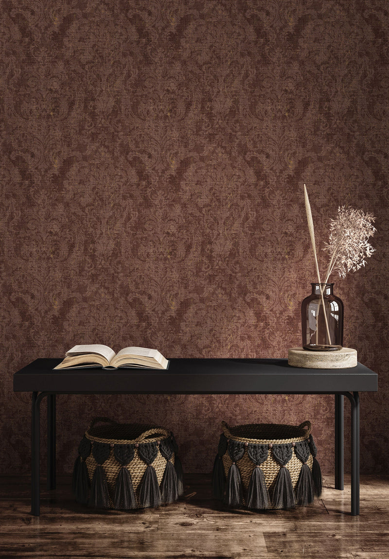 81429 Fleur Red Cerra Wallpaper by Galerie - Room