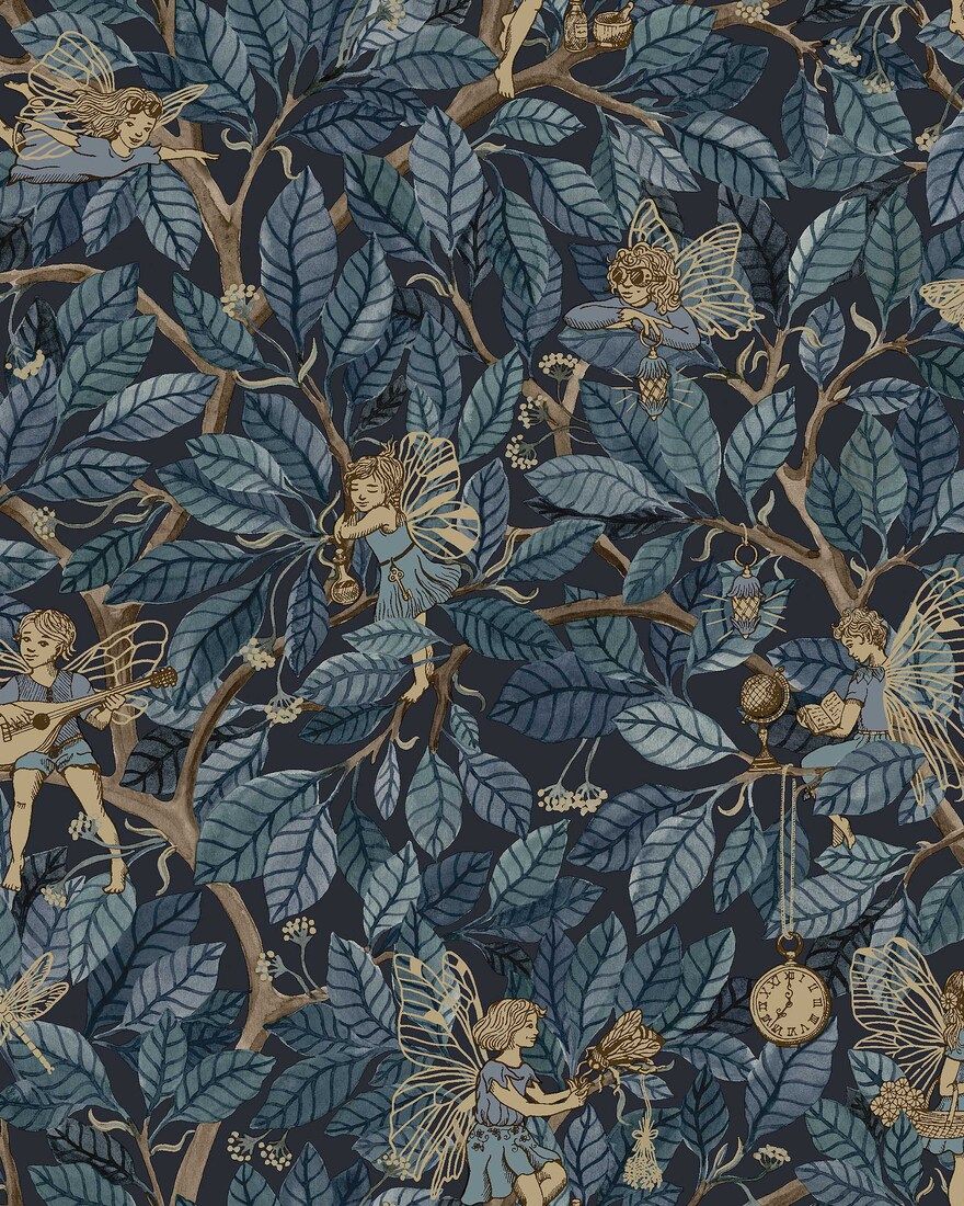 8142 Fairies Blue Wallpaper by Boråstapeter
