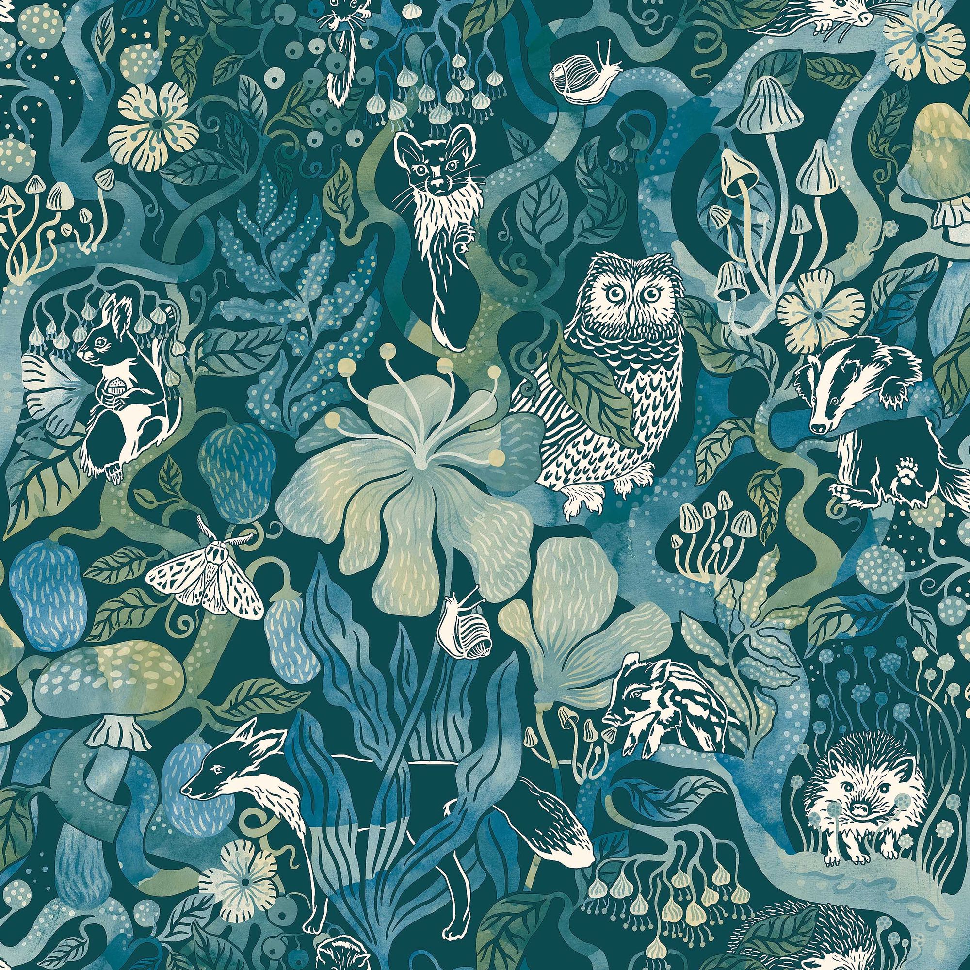 8149 Magic Woods Blue Wallpaper by Boråstapeter