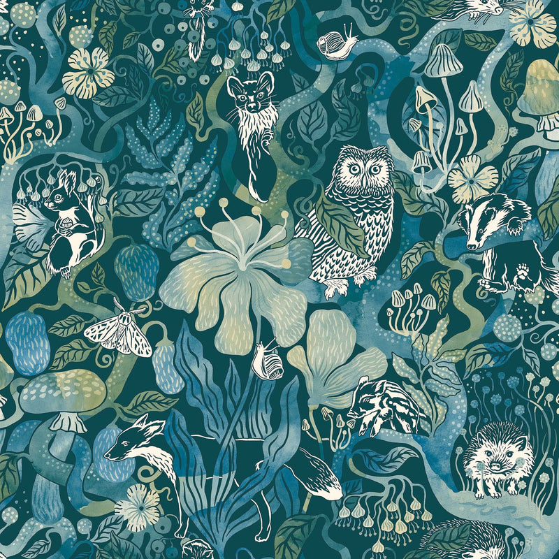 8149 Magic Woods Blue Wallpaper by Boråstapeter