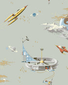 8154 Space Adventure Green Wallpaper by Boråstapeter