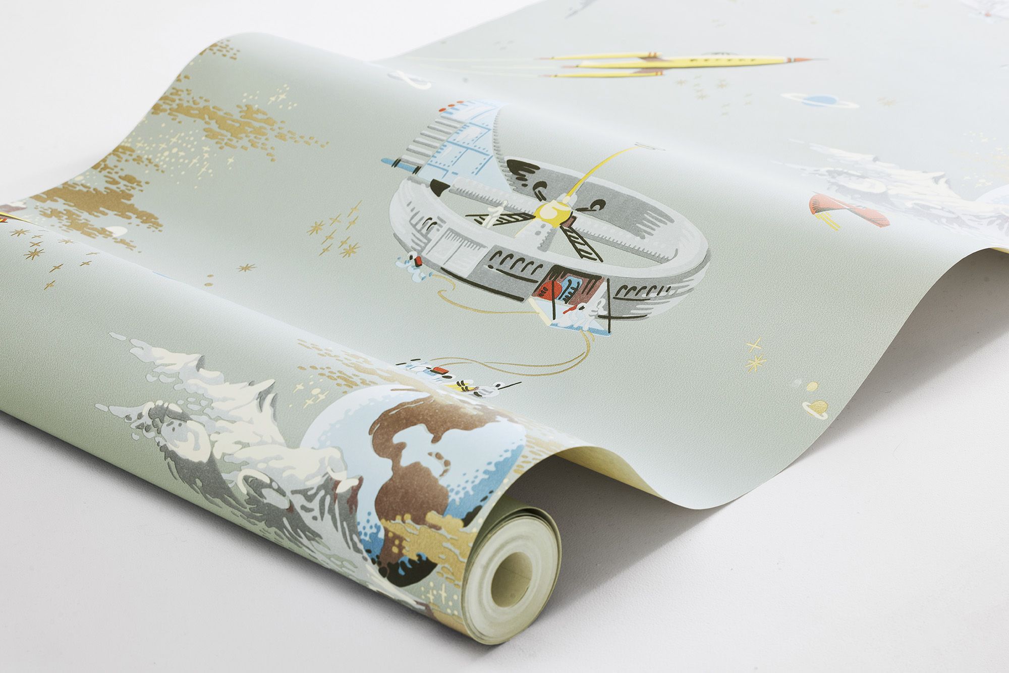 8154 Space Adventure Green Wallpaper by Boråstapeter