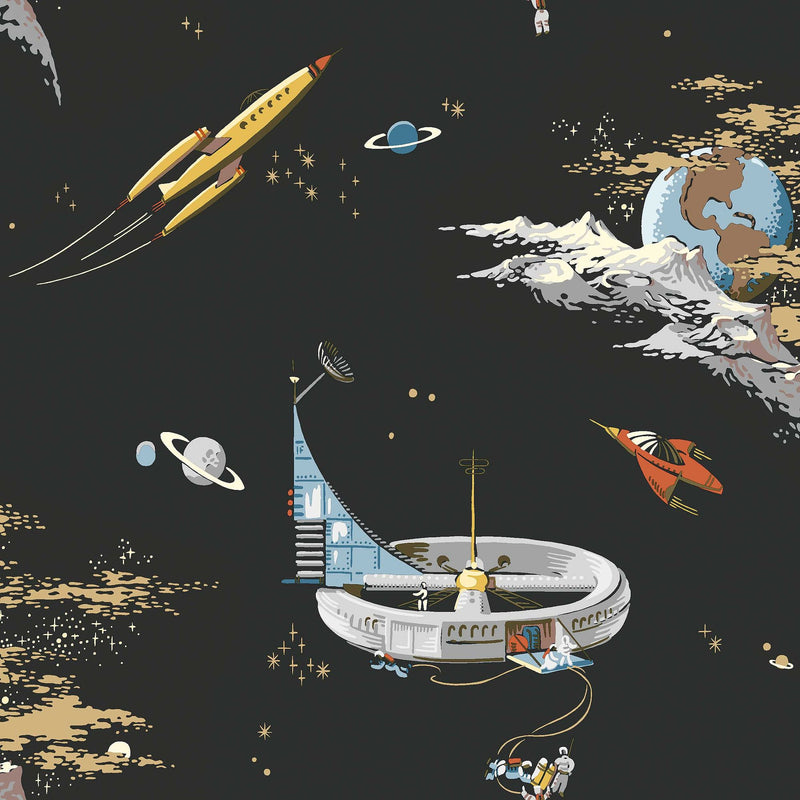 8155 Space Adventure Black Wallpaper by Boråstapeter