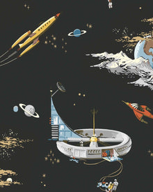 8155 Space Adventure Black Wallpaper by Boråstapeter