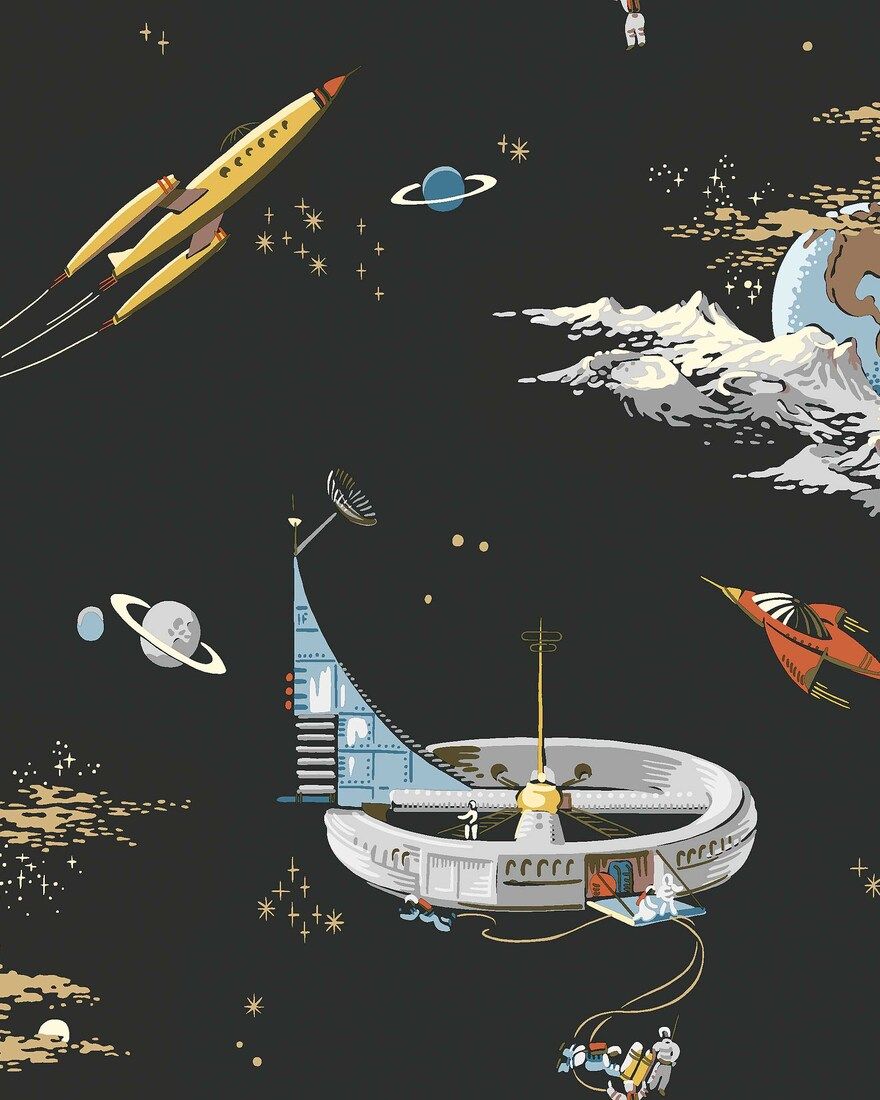 8155 Space Adventure Black Wallpaper by Boråstapeter