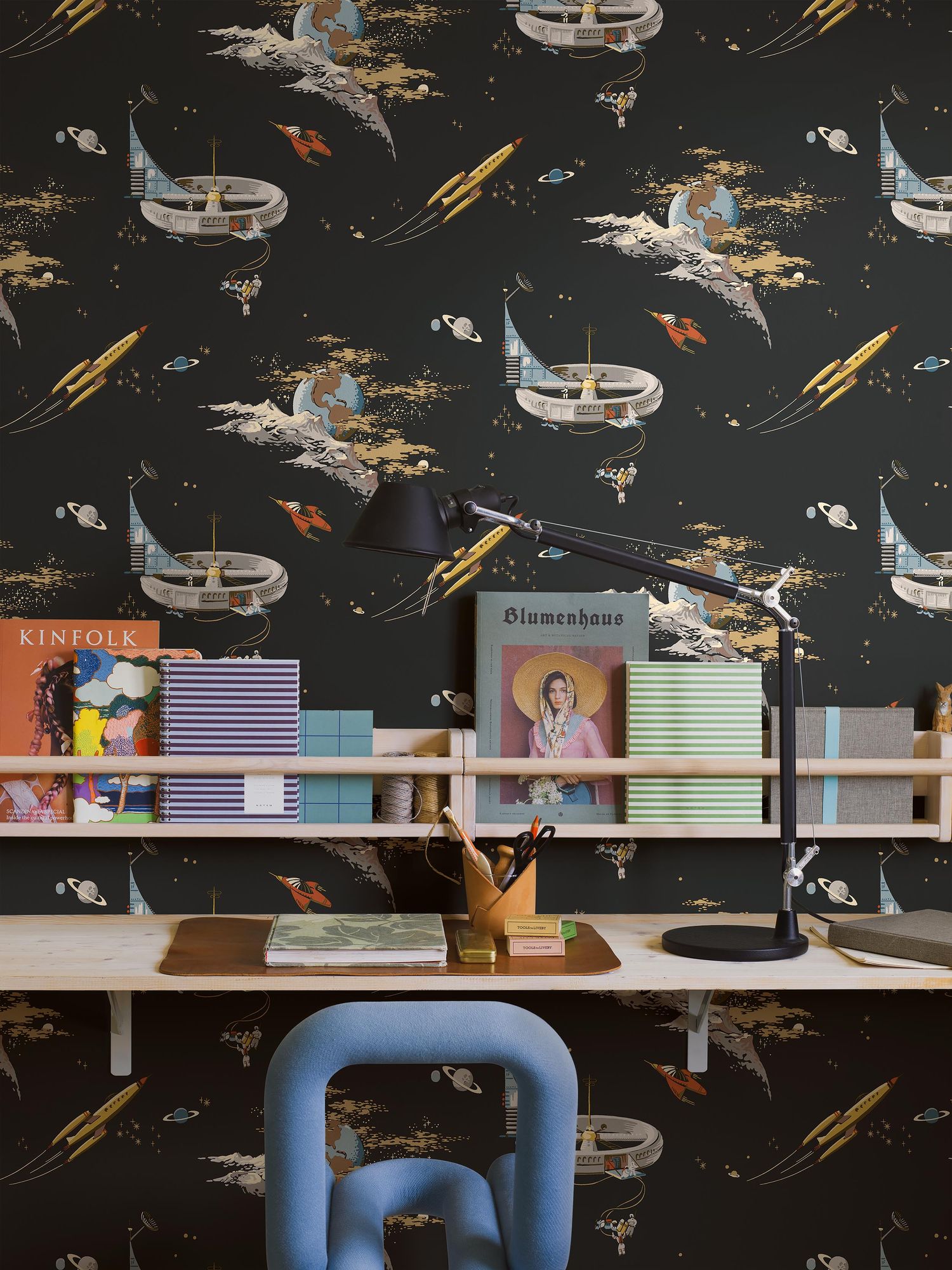 8155 Space Adventure Black Wallpaper by Boråstapeter