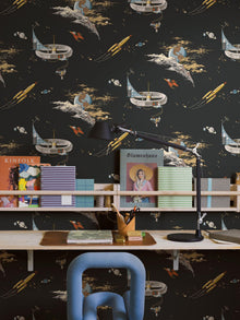 8155 Space Adventure Black Wallpaper by Boråstapeter