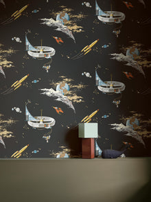 8155 Space Adventure Black Wallpaper by Boråstapeter